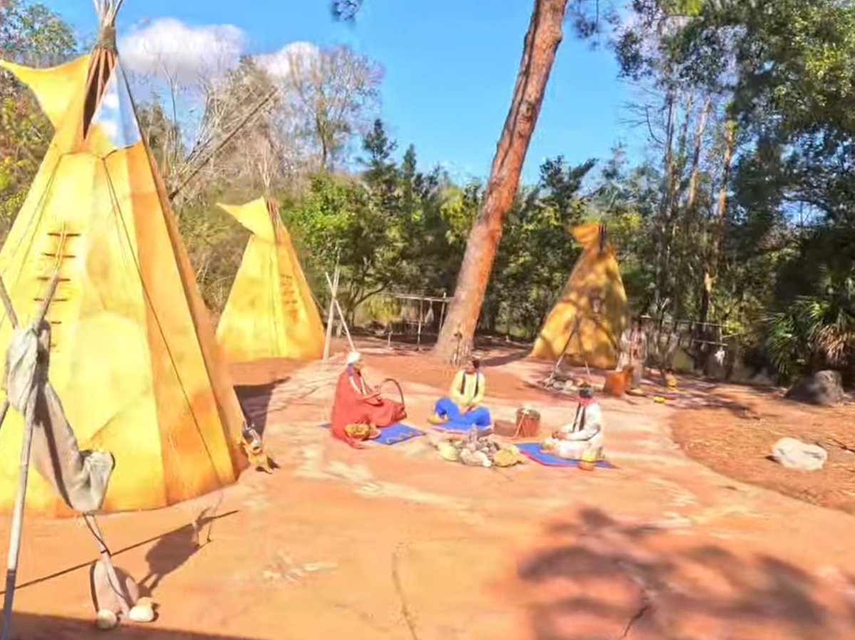 BBindman's tweet image. I need help- what tribe would you say the “Native American” village represents? Tipis were used by many tribes, and I’d like to respectfully label these correctly.