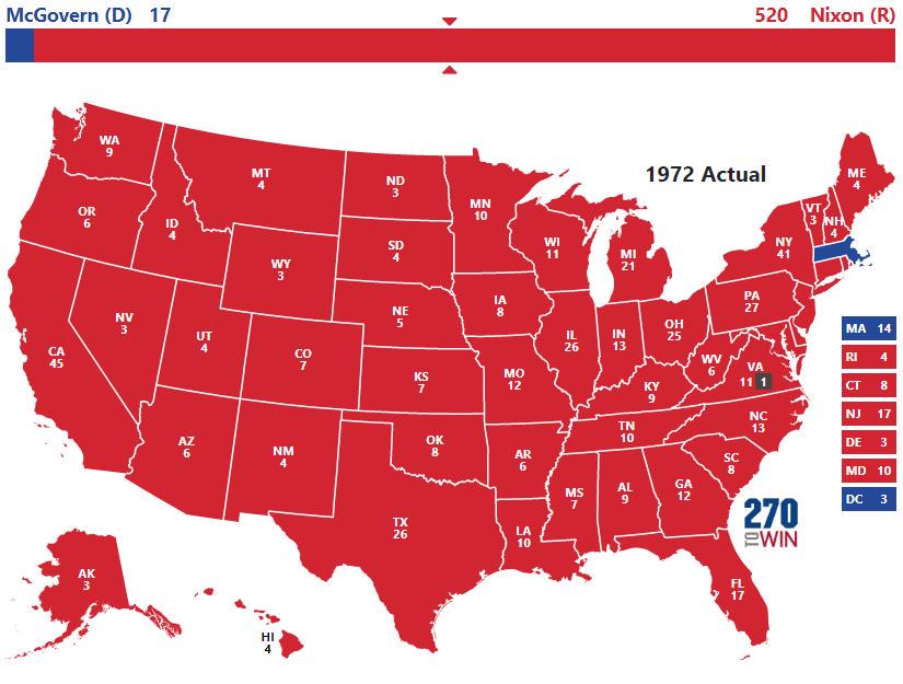 Map of the 1972 U.S. presidential election results