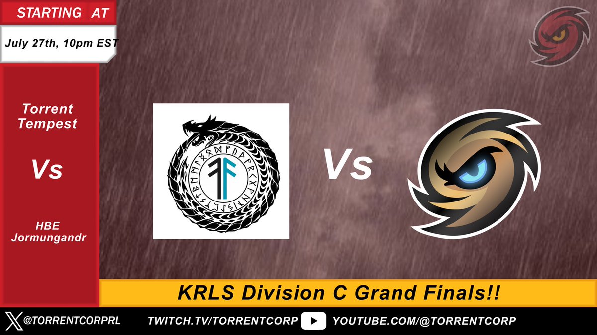 Torrent Corp (@torrentcorprl) on Twitter photo TAKING THE STAGE BY STORM, TORRENT TEMPEST IN THE <a href="/KrlsOfficial/">KRLS League</a> GRAND FINALS!!! EVERYONE HOP IN AND SHOW OUR GM ASTREN AND HIS TEAM SOME LOVE!!
When: 10 pm est tn
Where: twitch.tv/krlsofficial
#BringTheTorrent #RocketLeague
#RLCS TAKING THE STAGE BY STORM, TORRENT TEMPEST IN THE <a href="/KrlsOfficial/">KRLS League</a> GRAND FINALS!!! EVERYONE HOP IN AND SHOW OUR GM ASTREN AND HIS TEAM SOME LOVE!!
When: 10 pm est tn
Where: twitch.tv/krlsofficial
#BringTheTorrent #RocketLeague
#RLCS