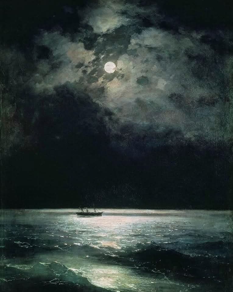 art_forus's tweet image. لوحة " البحر المظلم في الليل "
Art by: Ivan Aivazovski (1879)
