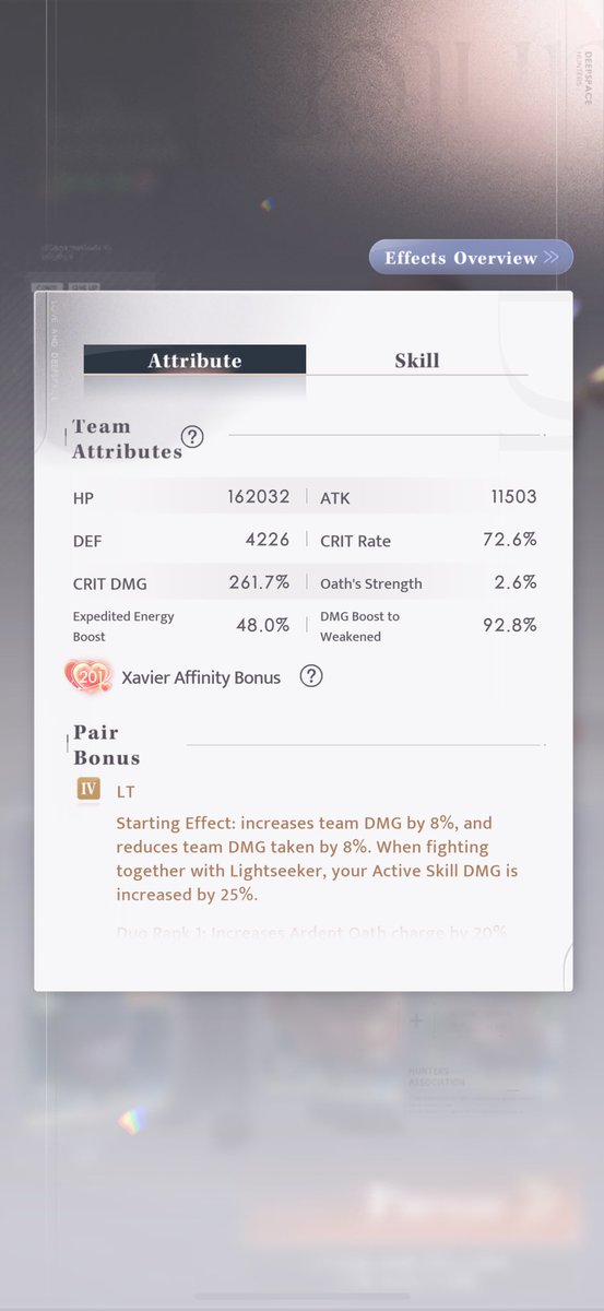 NemT1016's tweet image. Senior Hunter Contest. This season is all 5 star solars from the get go! Have fun girls. Only Team A requires brute force but Lumiere is well suited for mobs and he should manage well. These were my stats. All the best. 💜💫
#Xavier #SHC