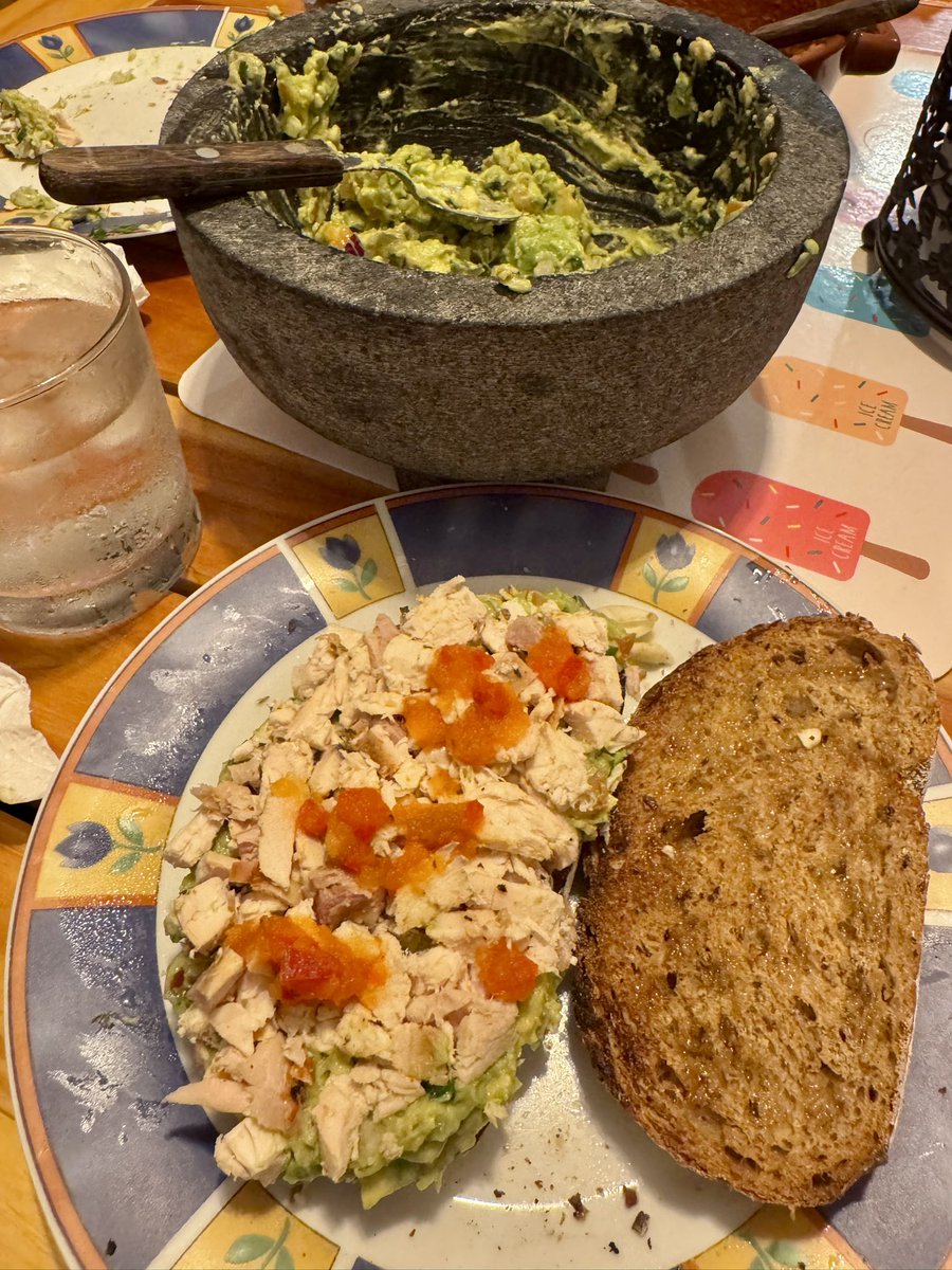 Sourdough bruschetta with generous doses of olive oil, garlic, homemade guacamole, leftovers from an exquisite baked chicken, and even an impromptu tabasco sauce to round up this ode to food.