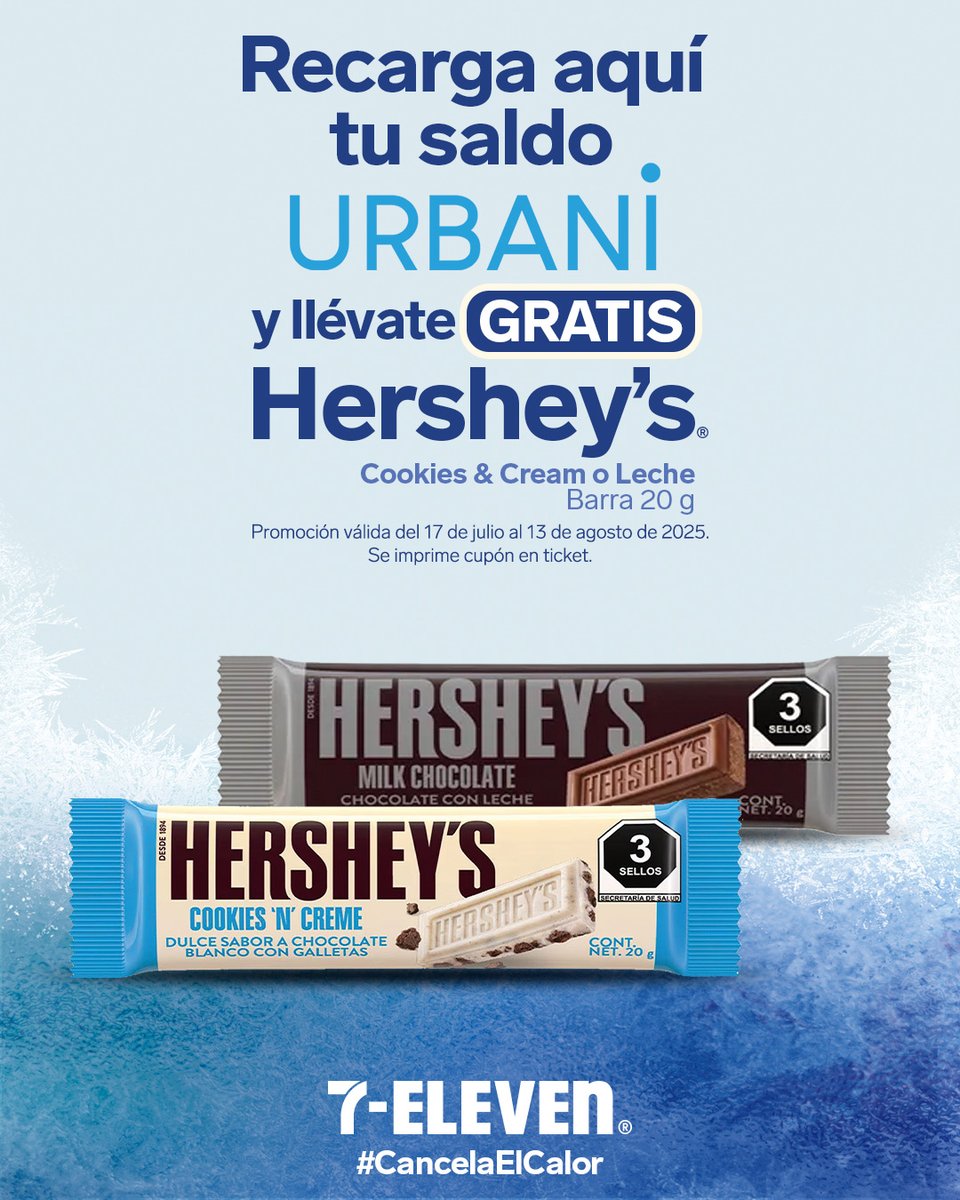 7ElevenMexico's tweet image. POV: el viajecito en bus 🚌 no tiene por qué ser tedioso, cuando recargas Urbani 📲 en el Seven y te llevas GRATIS un Hershey's. 😋🍫
Aprovecha la promo y cancela el calor. ❄️