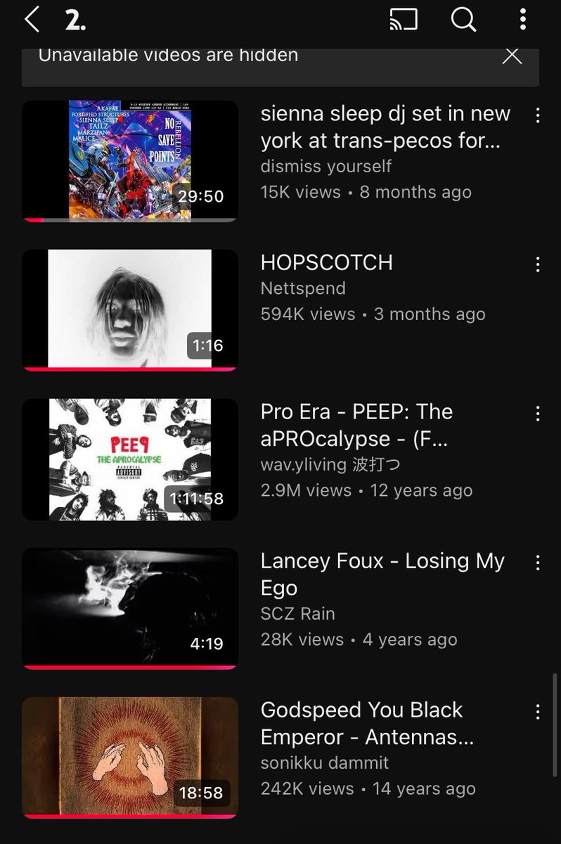 XxexusKerosene's tweet image. Show off your first 5 songs on your YouTube playlist