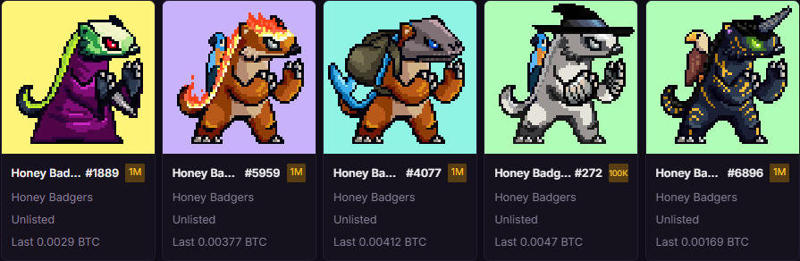 DdWs5 | BIP-420 (@0xddws) on Twitter photo Just buy another <a href="/HoneyBadgersBtc/">🦡Honey Badgers🦡</a> for 0.00169, that is litellary free for one badger, soon I will collect 5 more.
Honey Badger #6896 Welcome to family 🦡 Just buy another <a href="/HoneyBadgersBtc/">🦡Honey Badgers🦡</a> for 0.00169, that is litellary free for one badger, soon I will collect 5 more.
Honey Badger #6896 Welcome to family 🦡