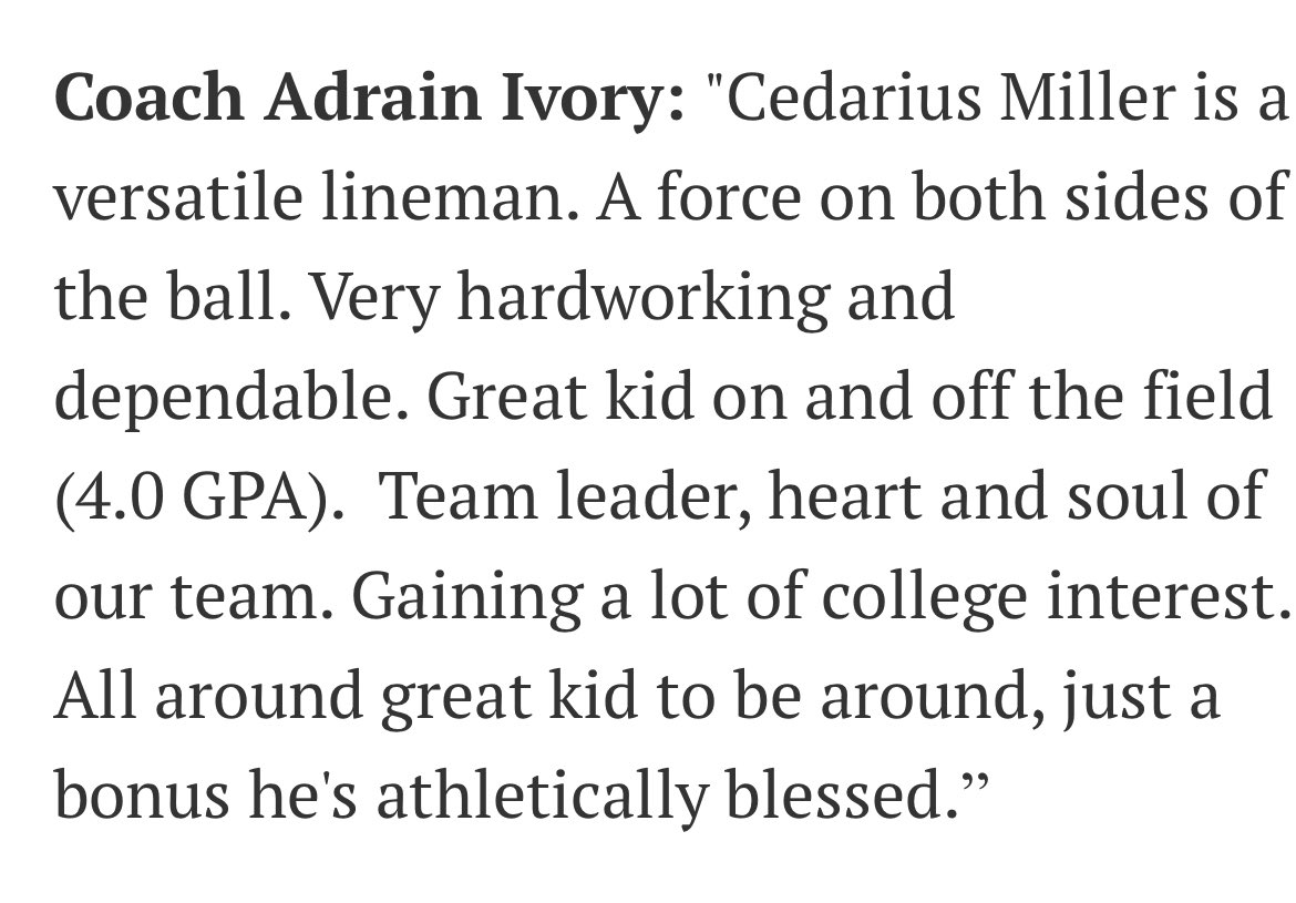 Senior <a href="/CedariusMiller/">Cedarius(CD)Miller#2026⭐️</a> is about to explode!! A truly big talented athlete with great grades!