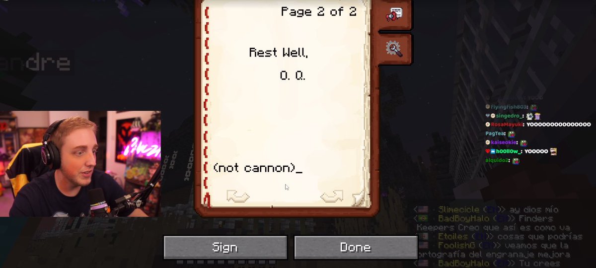 my friend got to mention one of my OCs as a cool non-canon thing during the Halloween event, and Philza got to see it (my oc’s initials stood for Orin Quill, and ig he died in QSMP 😅)