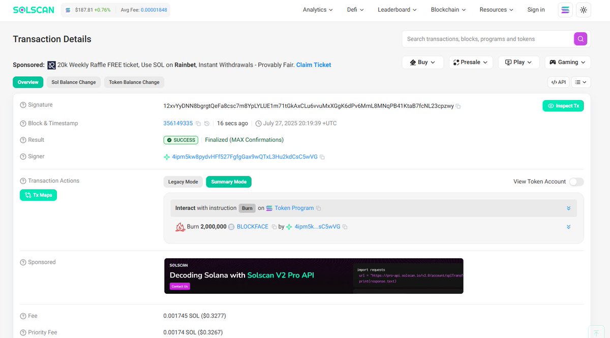 Blockfacedotio's tweet image. $BLOCK BURNING HAS BEGUN
This is just the beginning β not the end.
More announcements coming soon.π
solscan.io/tx/12xvYyDNN8bβ¦