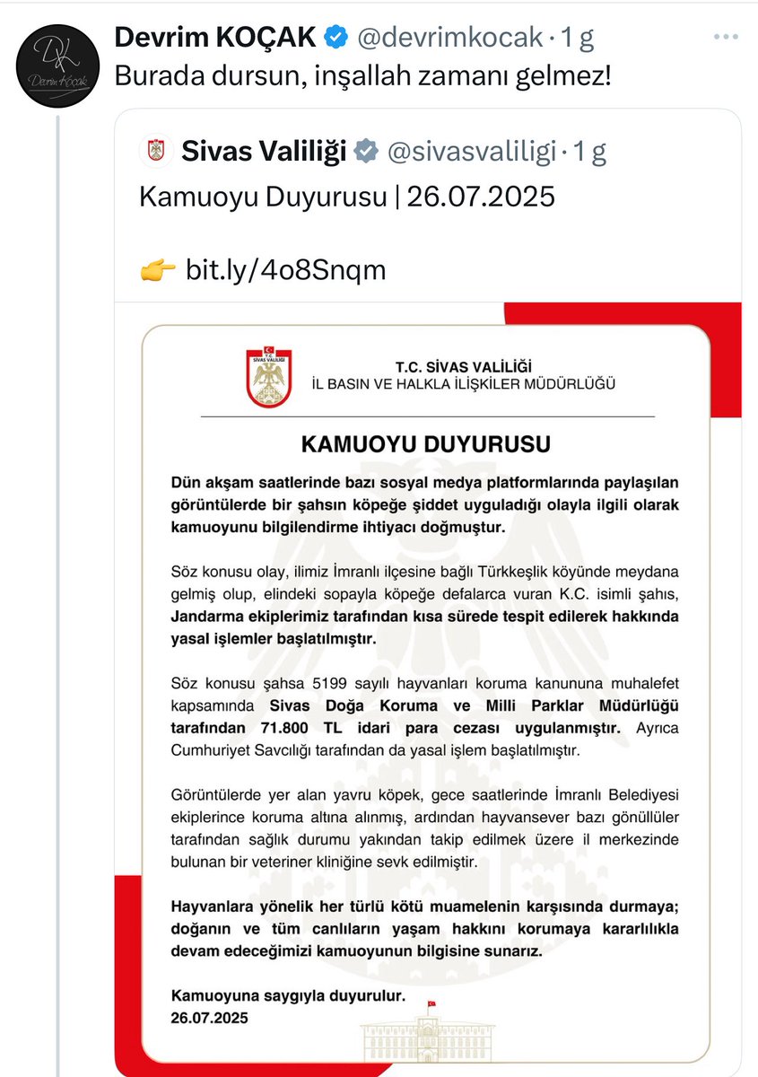 Dr. Ufuk Bayraktar 🐬 (@drufukbayraktar) on Twitter photo Ne istiyor bu sözde hukukçu?
Ortaya bazı argümanlar döktüğü ancak sebebini bilmediğimiz ‘kan davası’nda,hayvanlara karşı işlenen suçlarda CEZASIZLIK…
Çünkü mevcut yasanın dolaylı yollardan yol açacağı ölümlerle yetinmek istemiyor,doğrudan kendileri öldürebilmek istiyor!
<a href="/barolar/">Türkiye Barolar Birliği</a> Ne istiyor bu sözde hukukçu?
Ortaya bazı argümanlar döktüğü ancak sebebini bilmediğimiz ‘kan davası’nda,hayvanlara karşı işlenen suçlarda CEZASIZLIK…
Çünkü mevcut yasanın dolaylı yollardan yol açacağı ölümlerle yetinmek istemiyor,doğrudan kendileri öldürebilmek istiyor!
<a href="/barolar/">Türkiye Barolar Birliği</a>