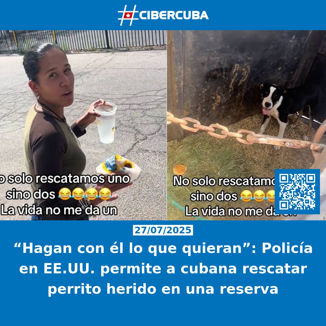 CiberCuba's tweet image. “Hagan con él lo que quieran”: Policía en EE.UU. permite a cubana rescatar perrito herido en una reserva
Leer más: shrlnk.org/noticias/2025-…