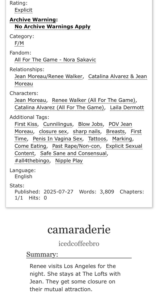 laurentisms's tweet image. i love women and so does jean moreau
E | 3.8k | jean moreau/renee walker | #all4thebingo prompt: first kiss
archiveofourown.org/works/68116026