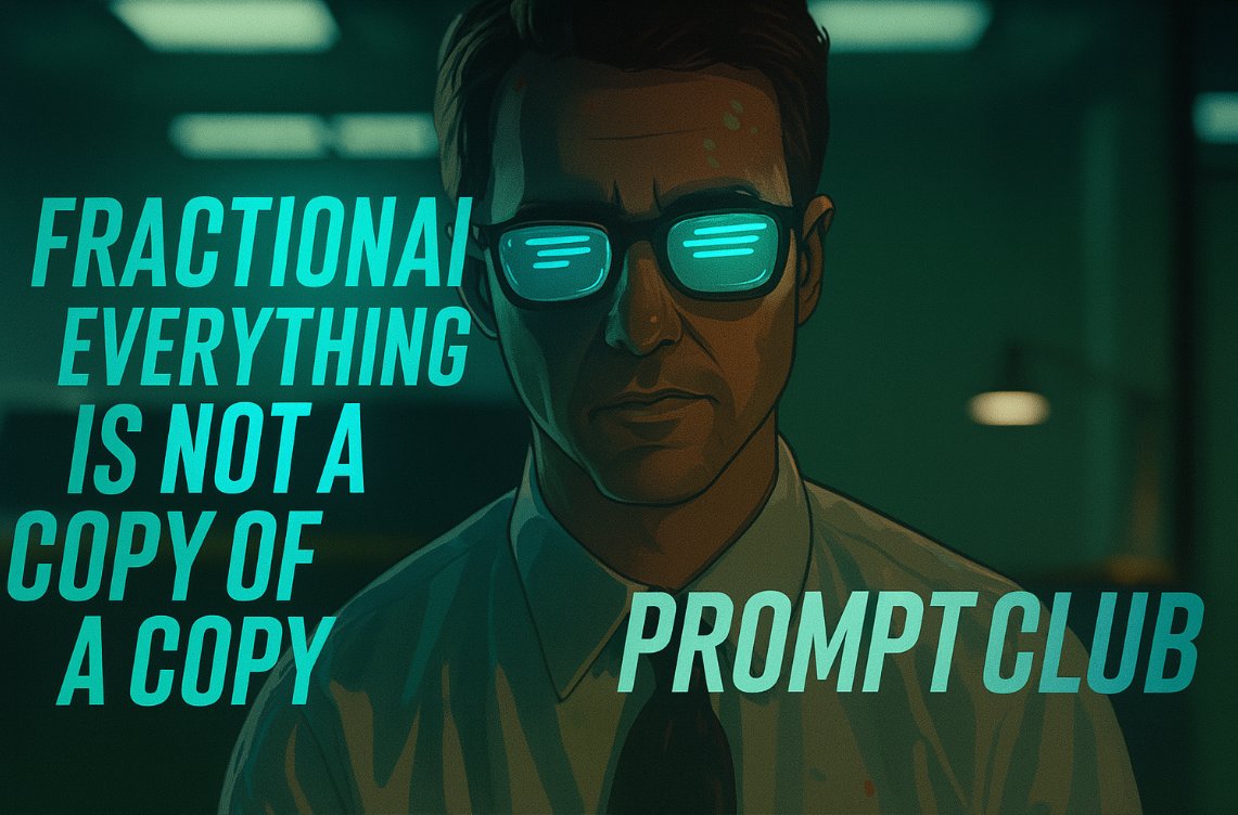 Cryptking_1's tweet image. 🚨 Originality is the Currency.
Prompt Club rules are simple.
Show up to @FractionAI_xyz , inject your best, and evolve.
Everything else is earned.
Never a copy of a copy.
FractionAI pushes unique agents to the front and proves that authentic creation will always rise.…