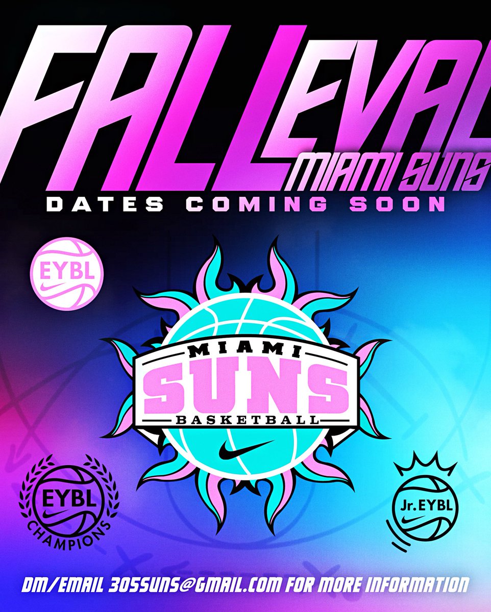 🌞 Fall Evaluations Coming Soon!🌞
Join the elite Miami Suns Family—a national brand since 2000 🔥
EYBL | EYCL | Jr. EYBL + local/regional teams
All skill levels welcome.
Dates &amp; locations dropping soon 📍
#SunsFam #RepTheS #ShineWithTheSuns