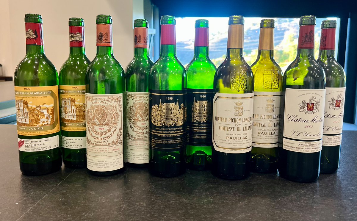 So_mmel_ier's tweet image. Great Bordeaux comparison. 96 Palmer &amp;amp; Pichon Lalande seemed to be everyone’s favorites. 89 Pichon Baron is in a great spot. Opens up in the glass. Montrose would benefit from a few more years in the cellar. Drink Ducru 90 now. 

A little extra credit never hurt anyone 🍷