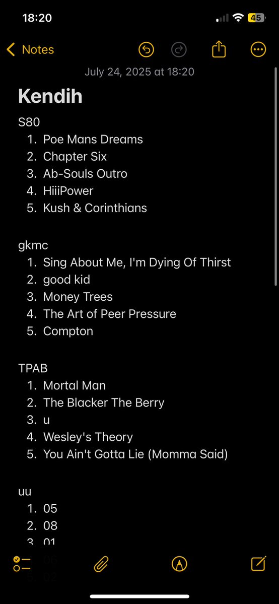 glewFGC's tweet image. top 5 off each kendrick album