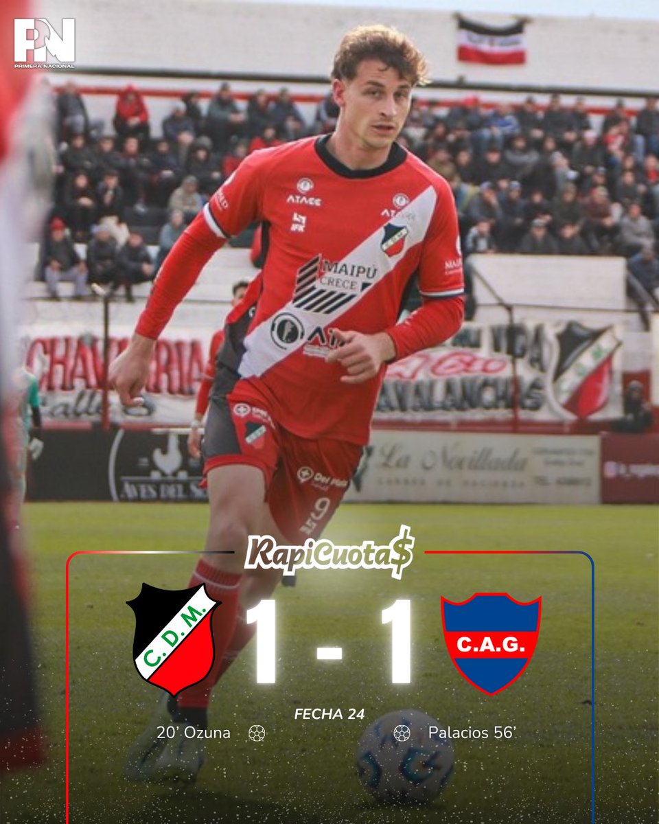 Primeranaciona's tweet image. ⚔️🔚 IGUALDAD EN MENDOZA
Deportivo Maipú 1-1 Güemes (SdE)
Maipú empató de local ante Güemes, que sigue peleando en el fondo de la Zona A.