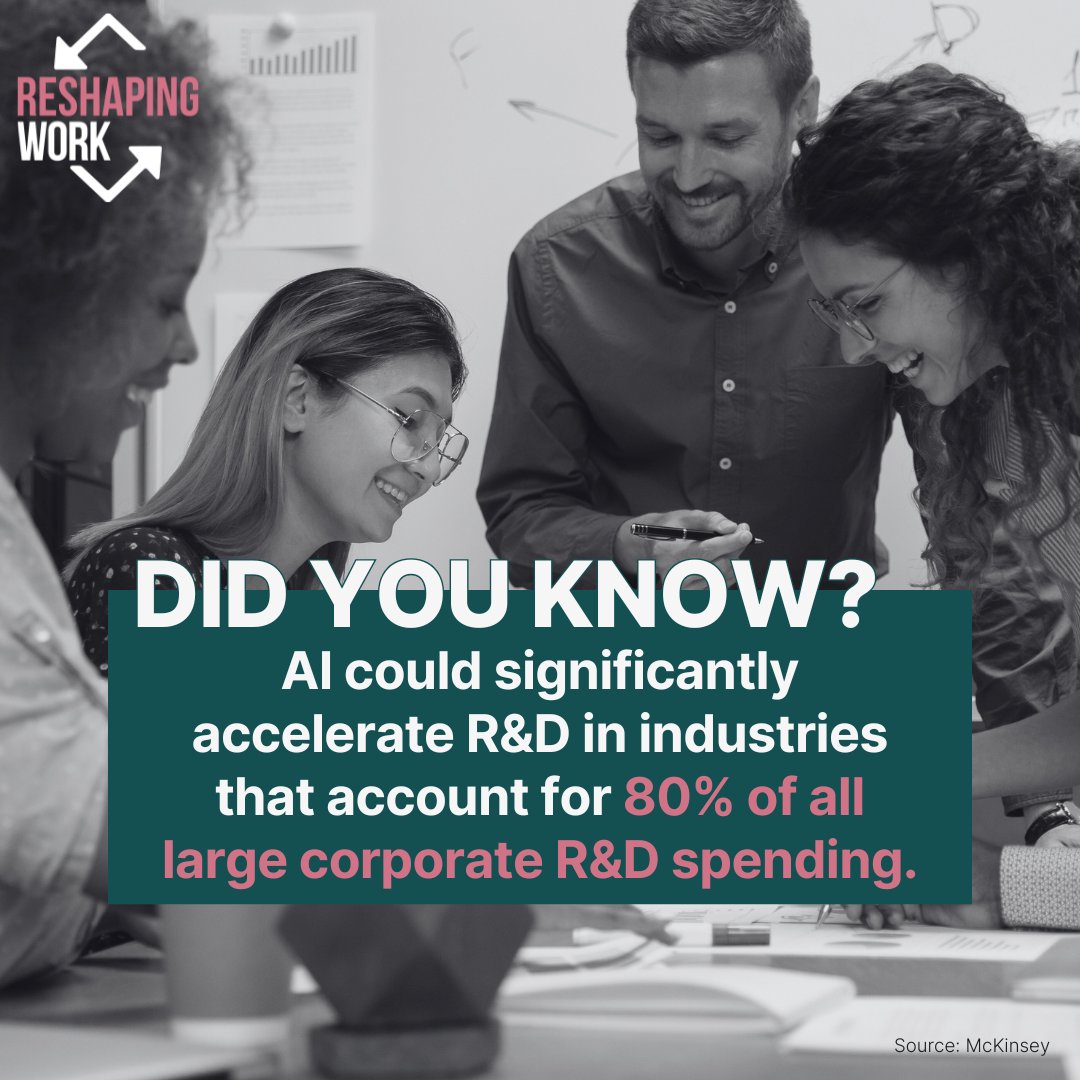 reshaping_work's tweet image. 🚨 AI could supercharge R&amp;amp;D across industries making up 80% of corporate spending, unlocking up to $560B a year, says @McKinsey.

The next innovation revolution is AI-powered.

🔗 mckinsey.com/capabilities/q…

#AI #Innovation #ResearchAndDevelopment #FutureOfWork