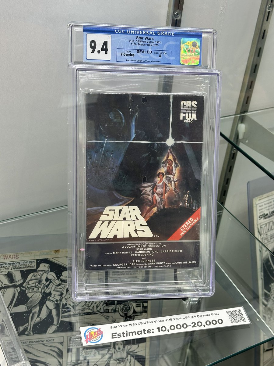 Grail VHS over at the <a href="/HakesAuctions/">Hake's Auctions</a> booth <a href="/Comic_Con/">Comic-Con International</a>! 

1983 Star Wars VHS CGC 9.4 🤯

Estimated value $10,000-$20,000