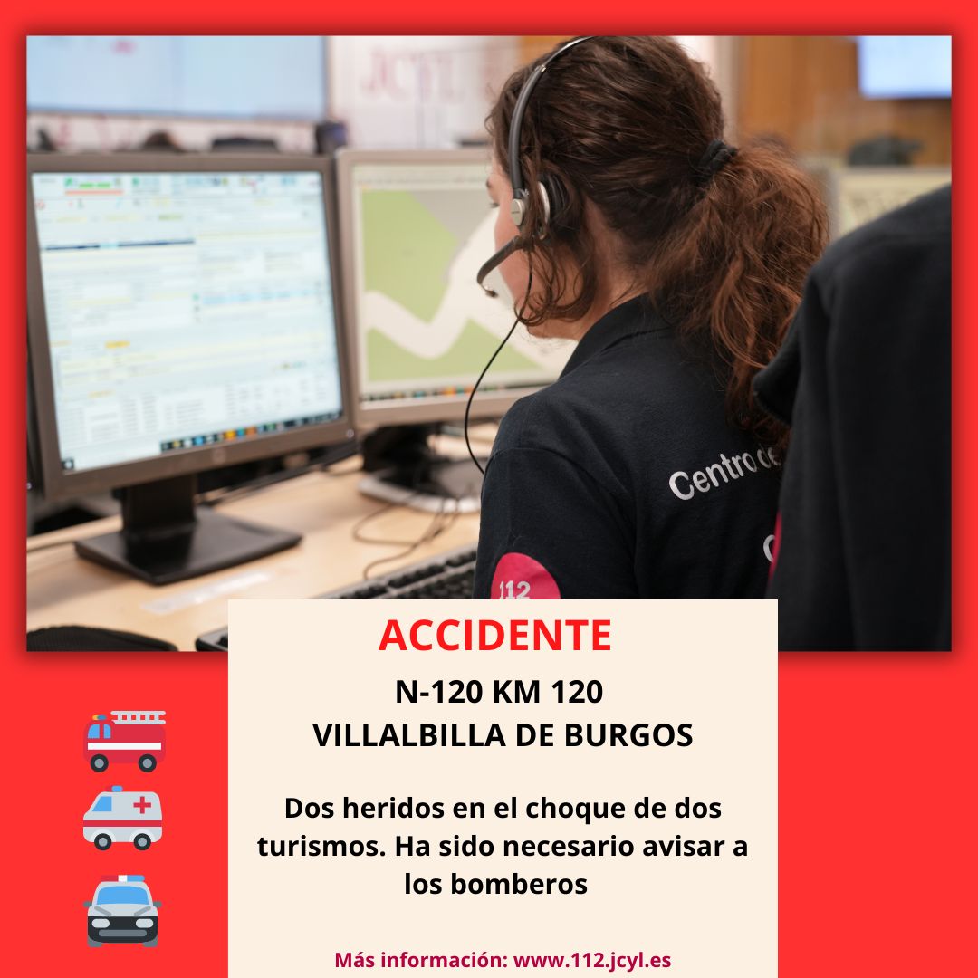 🚑| Emergencias 112cyl | El accidente ha ocurrido a las 21h, cuando un turismo chocaba con otro. 
Más información: 112.jcyl.es/web/jcyl/112/e…