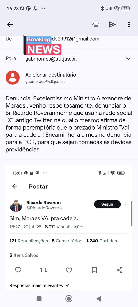 VAndradeLula's tweet image. Agora vai ser assim porra! Escreveu eu denuncio,se um pagar já tá de bom tamanho! @RicardoRoveran vou também pessoalmente denunciar você! @MPF_PGR @LRobertoBarroso @FlavioDino @gilmarmendes @Cristianozaninm