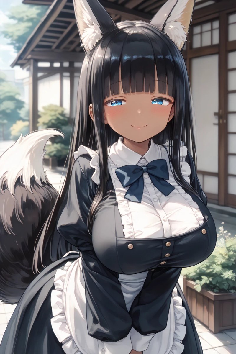 kurentu's tweet image. メイド褐色きつね