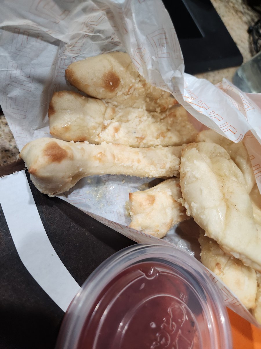 GabeGinsberg's tweet photo. @littlecaesars  When you haven't had Crazy bread in 30 years they send it to you raw. But don't worry since it was on a promotion @UberEats nor Little Caesars cares that 2/3 your food was raw and the other 1/3 was over cooked. 100% inedible #shouldhaveknown https://t.co/M7K66enBtp