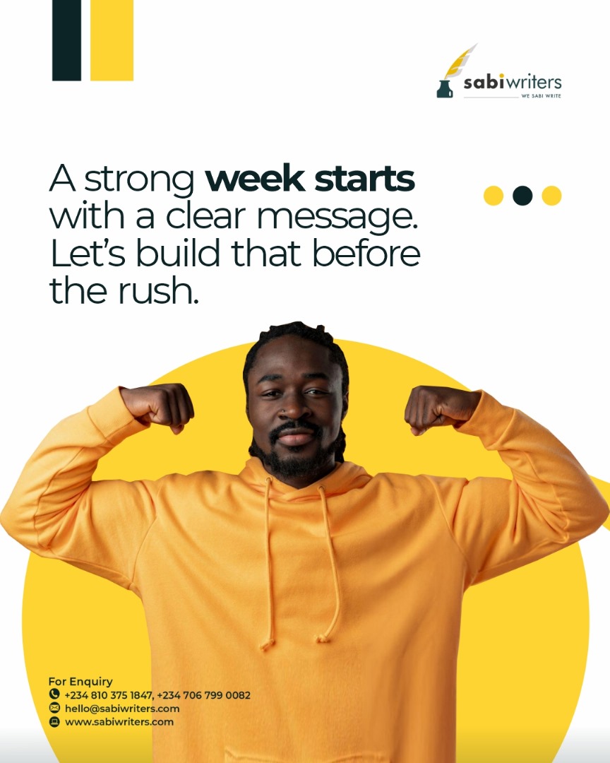 sabiwriters's tweet photo. Before the rush hits, pause.
Ask yourself: What message do I want my brand to say this week?
We’ll help you turn that into strong, clear words.
Because clarity is strategy.
#sabiwriters #messagingmatters #brandstrategy #clarityfirst #weeklyfocus https://t.co/HOhlXlOh5D