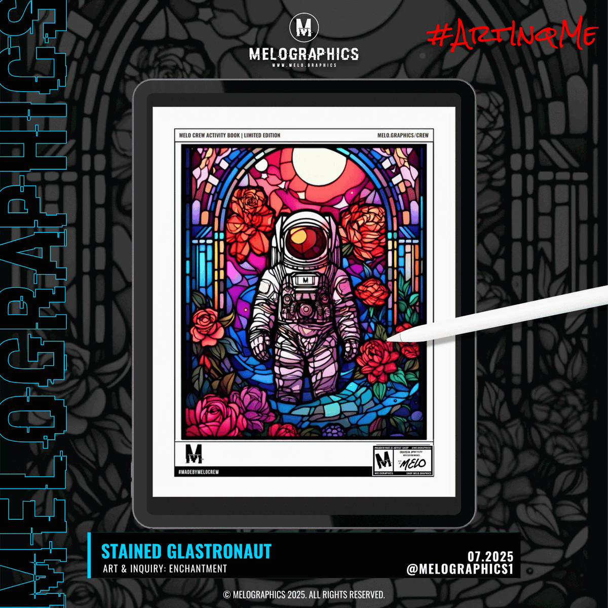 melographics1's tweet photo. "Stained Glastronaut" coloring page by
@melographics1 for the #ArtInqMe Artist Prompt: "Enchantment: Post something that makes you feel joy"     📺 @art_inq podcast ep. #2507 Stitches &amp; Stories ft.
@KatrinesThimble #MadeByMELO

🔗 https://t.co/yaE8qykwL0 https://t.co/hdAIZDBxII