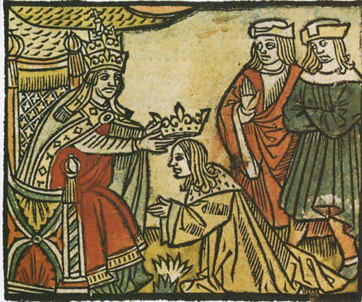 FranckAbed's tweet image. Le 28 juillet 754, un événement majeur scelle une alliance durable entre la Papauté et la monarchie franque : le sacre de Pépin le Bref par le Pape Étienne II à Saint-Denis. 

Ce couronnement, inédit par la présence du Pape en personne, confère une dimension sacrée et divine au…