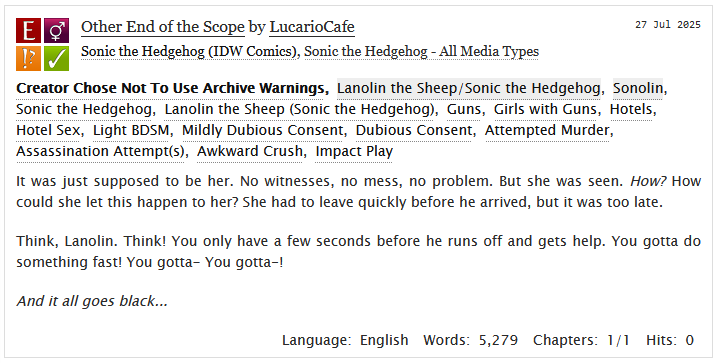 LucarioCafe's tweet photo. This was a fun scenario floated to me by a friend.
Sonic x Lanolin, but off to a reeeeally rocky start.
No sequel planned for now but I hope you all enjoy!
https://t.co/fbNYfZbzy5
#sonolin #sonicthehedgehog #lanolinthesheep https://t.co/MvYUMz8WK9