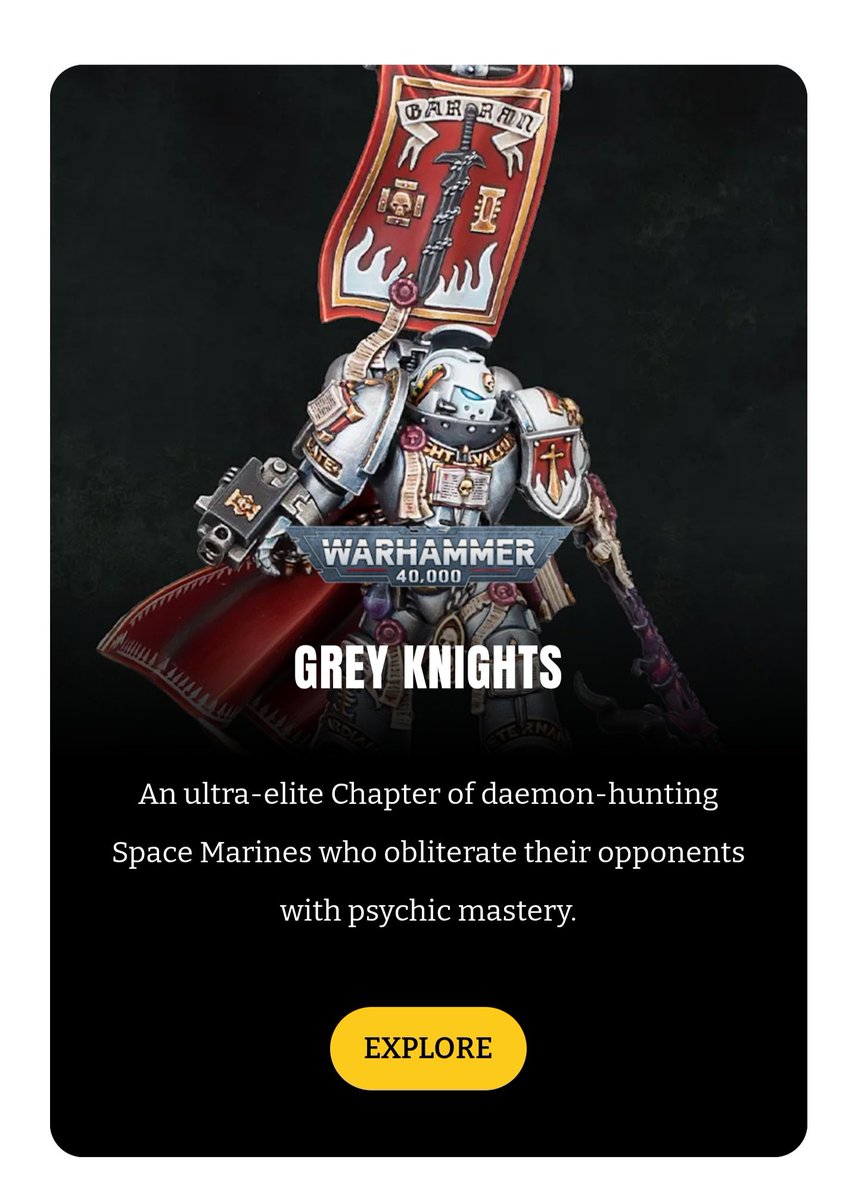 40kWorldview's tweet image. Two chapters that open their hearts to the divine. Black Templars worship with steel, while the Grey Knights wield the Spirit.