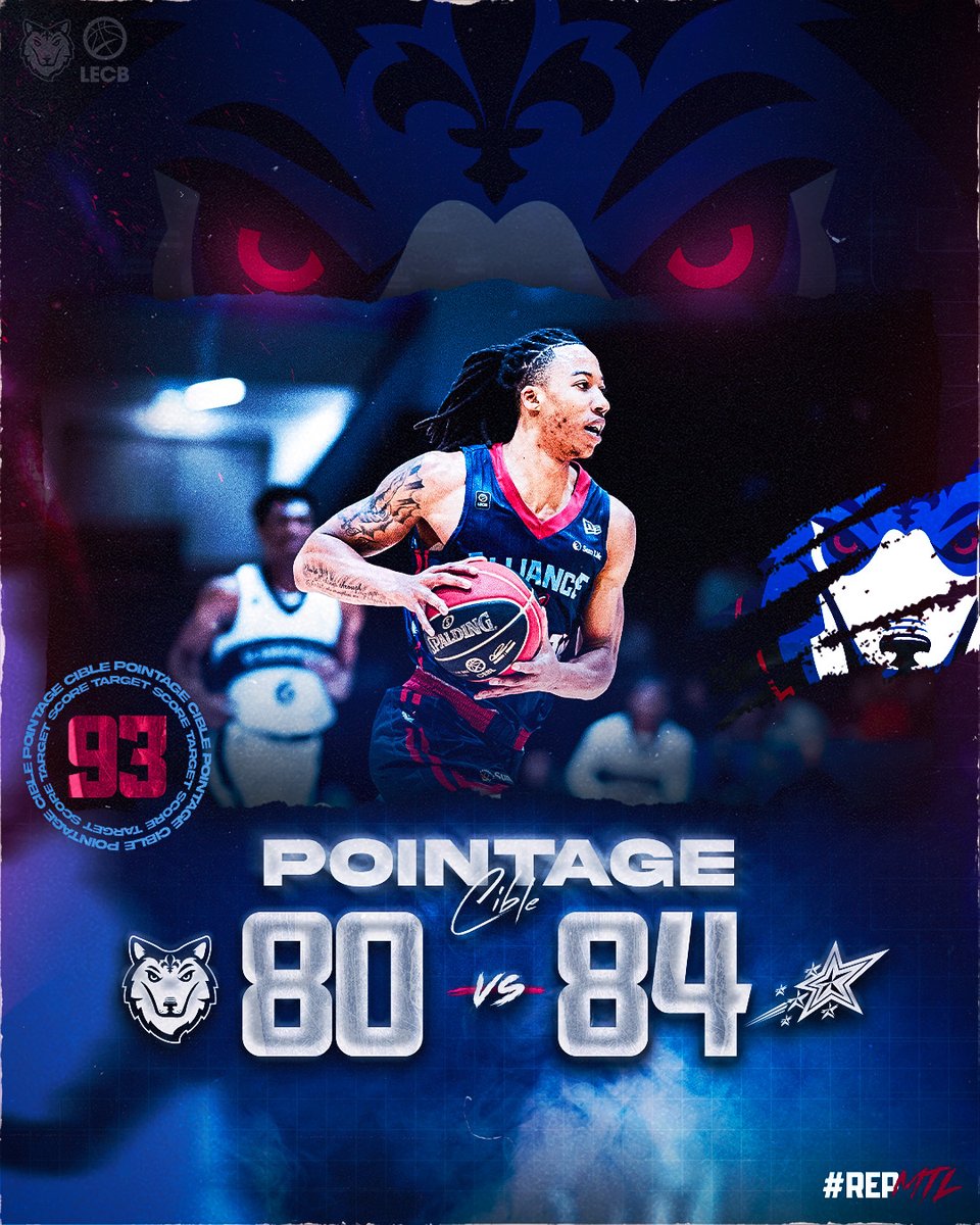 C'est l'heure du pointage cible. La première équipe à 84 points remporte le match. Go Montréal ! 🐺 

#RepMTL 
-
It's now time for the  target score. First team to reach 84 points win the game. Go Montréal! 🐺 

#RepMTL