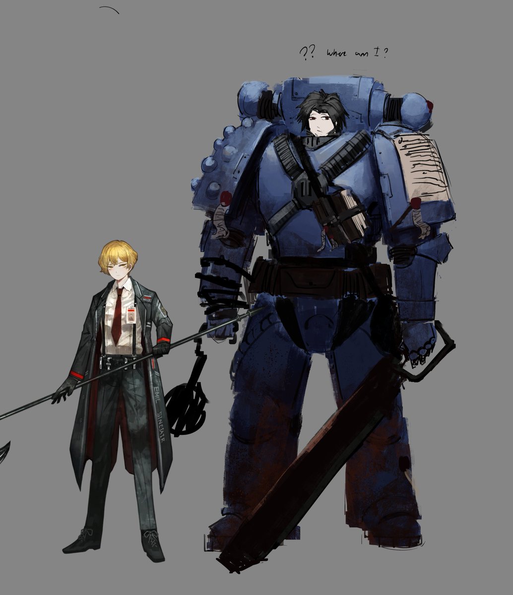 NesterMister's tweet image. trying to warm myself back into painting again so i decided to draw Chefmarine in the style of Limbus company. 

an.... attempt was made, i cant master it completely