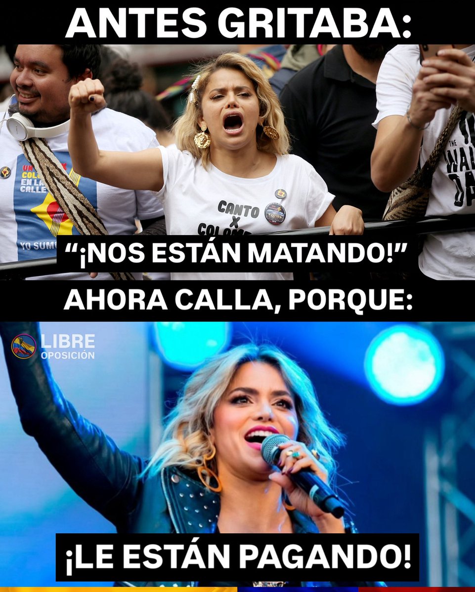 Libre_Oposicion's tweet image. Antes Adriana Lucía (@AdrianaLucia) gritaba:
-“¡Nos están matando!”
Ahora ella calla, porque:
¡LE ESTÁN PAGANDO!