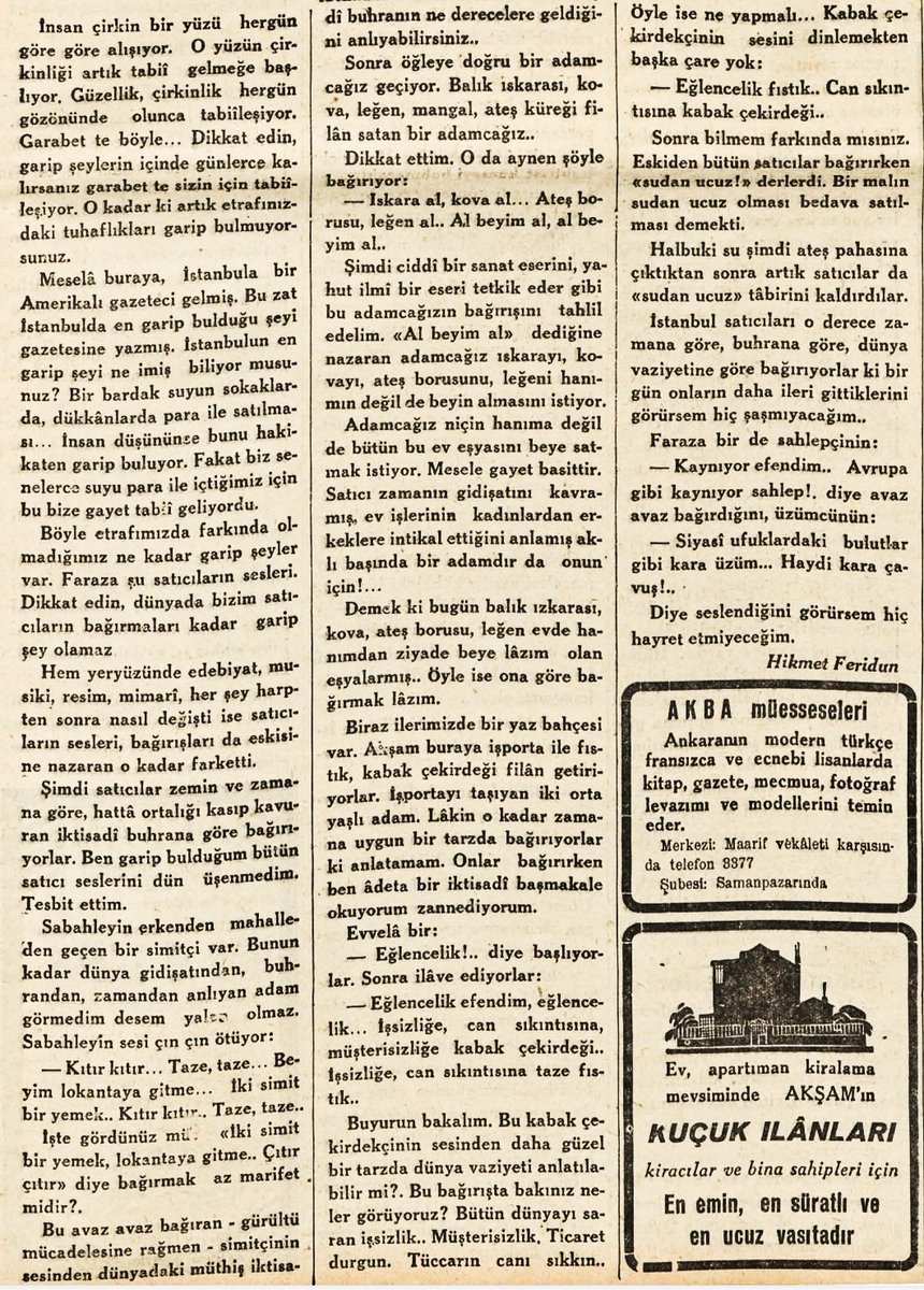 İktisadi buhran ve satıcılar
(Hikmet Feridun)