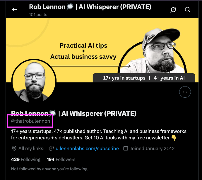 Someone is trying to impersonate me. 

They might DM you about AI, asking if you want to invest in AI. DON'T.

If you have a sec to report (note the extra U in the name), I'd appreciate it: x.com/thatrobulennon