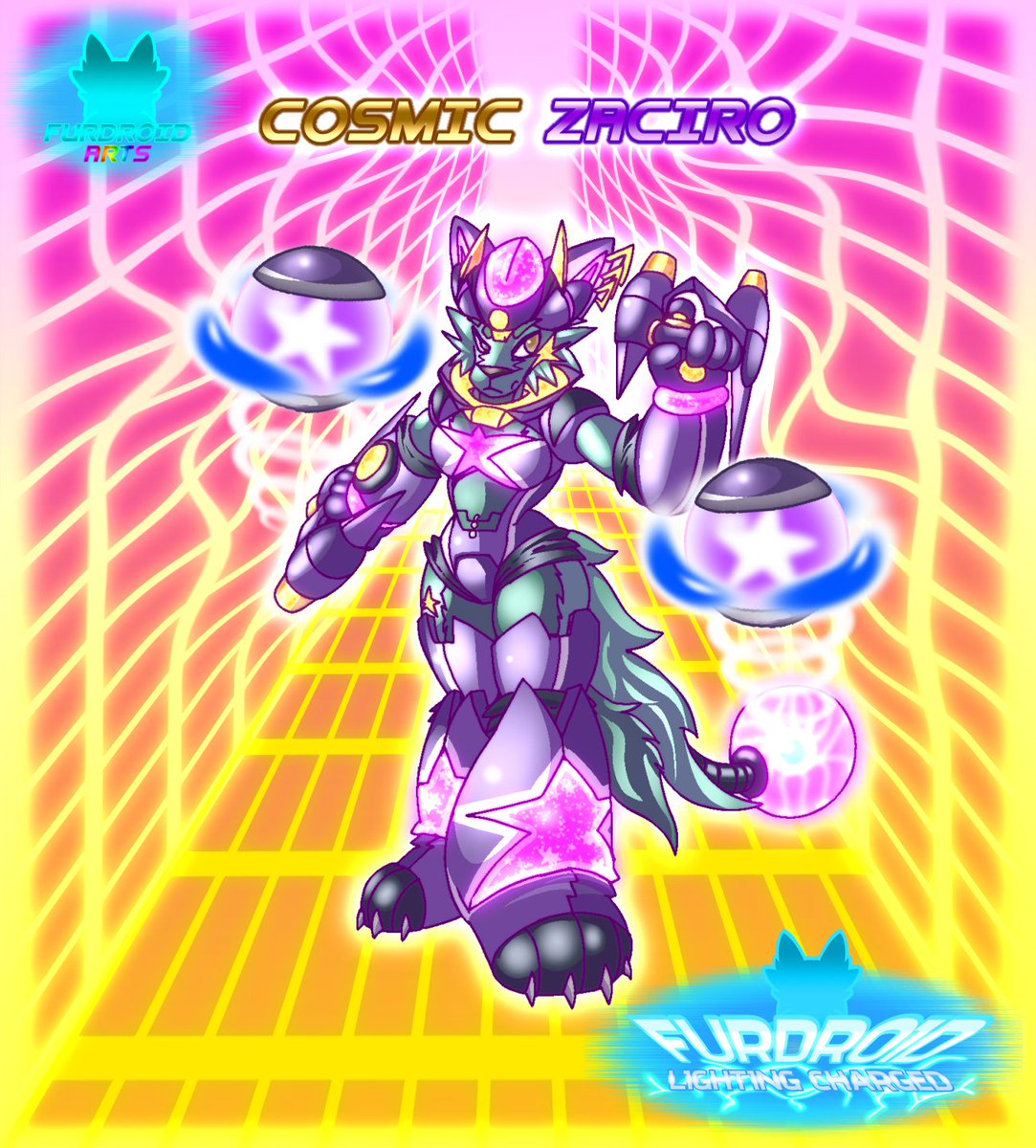 Turquoiseamber's tweet image. Remake of starplasim zacrio (now named cosmic zacrio for the lighting charged line)
Art for @ZacriotheWolf
#furdroid #wolf #anthro #furry #cyborg #ibispaintX