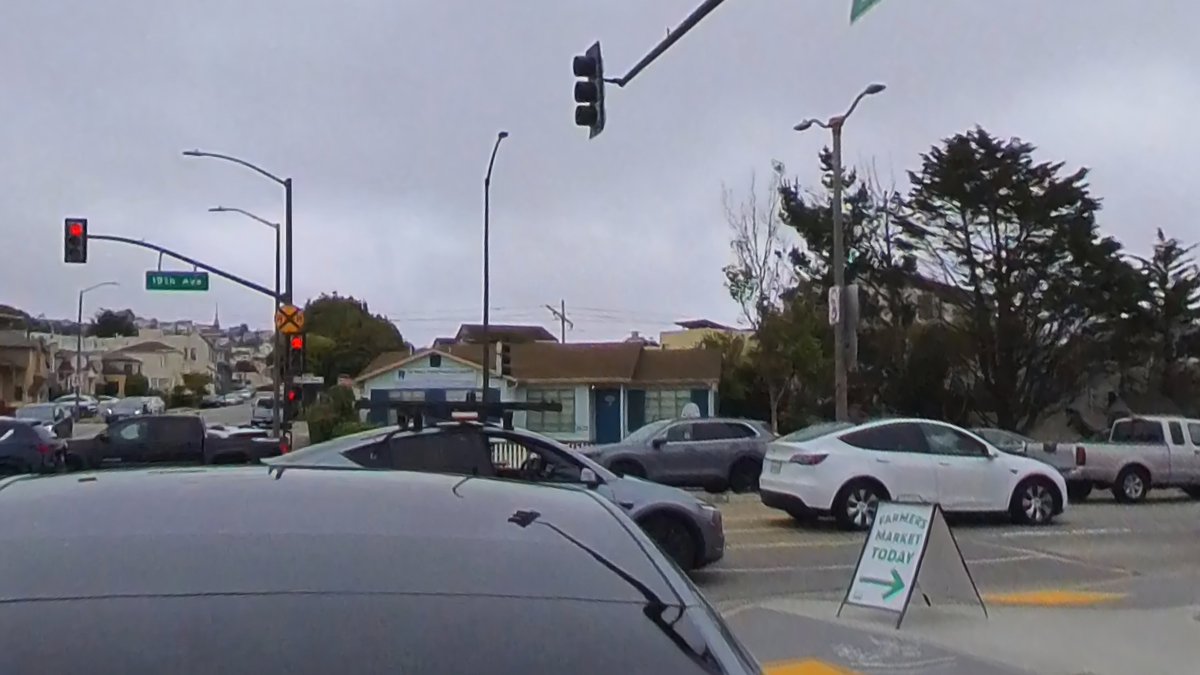 TeslaStarTruk's tweet image. Robotaxi validation vehicle spotted in San Fransisco, California, near Stonestown Galleria.