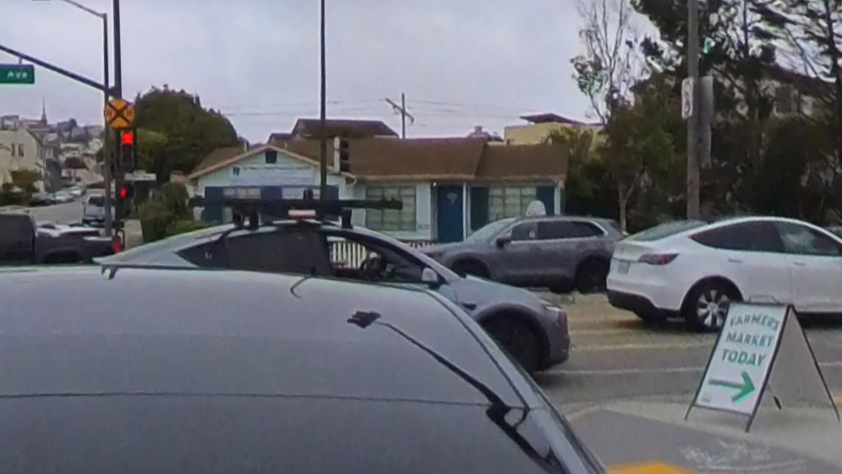 TeslaStarTruk's tweet image. Robotaxi validation vehicle spotted in San Fransisco, California, near Stonestown Galleria.