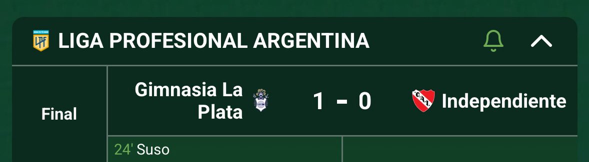 Promiedos's tweet image. Gimnasia le ganó a Independiente y se llevó el primer triunfo en el torneo clausura.