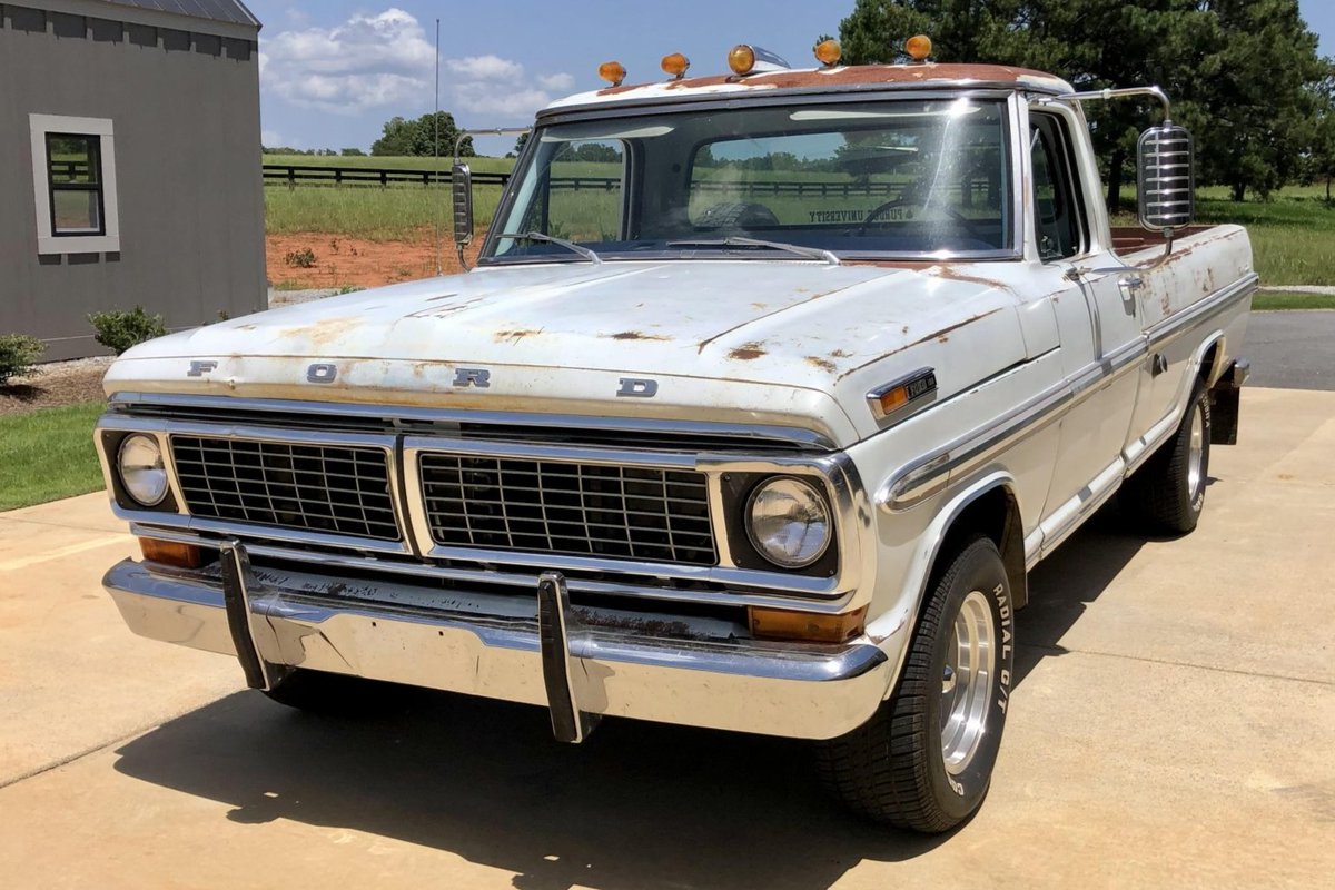 Bringatrailer's tweet image. Now live at BaT Auctions: 1970 Ford F-100 Ranger XLT. bringatrailer.com/listing/1970-f…