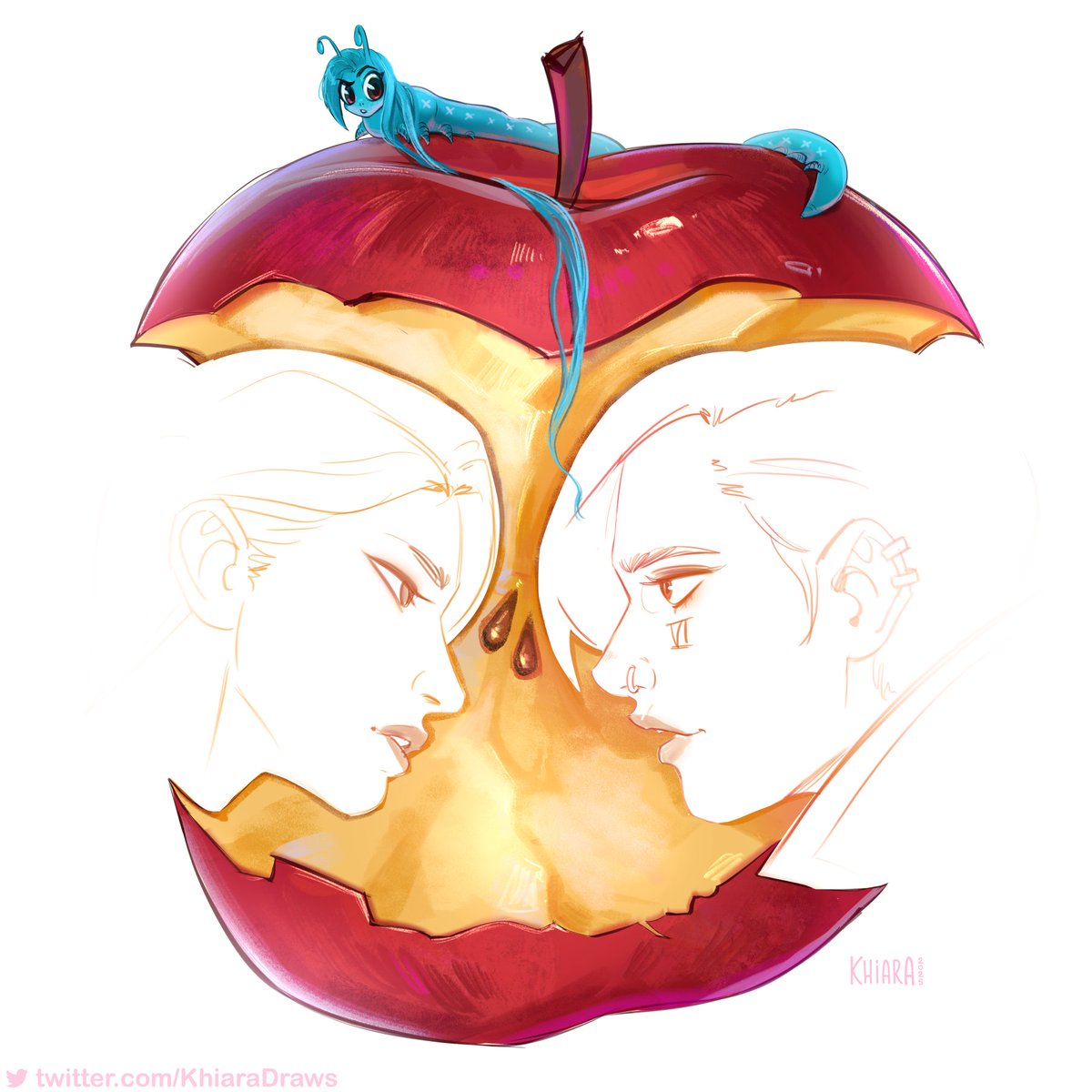 KhiaraDraws's tweet photo. apple trend !!  

Yes, it’s Jinx. Yes, she’s a caterpillar 🍎 
#caitvi #appletrend https://t.co/7o8AfVwx5S