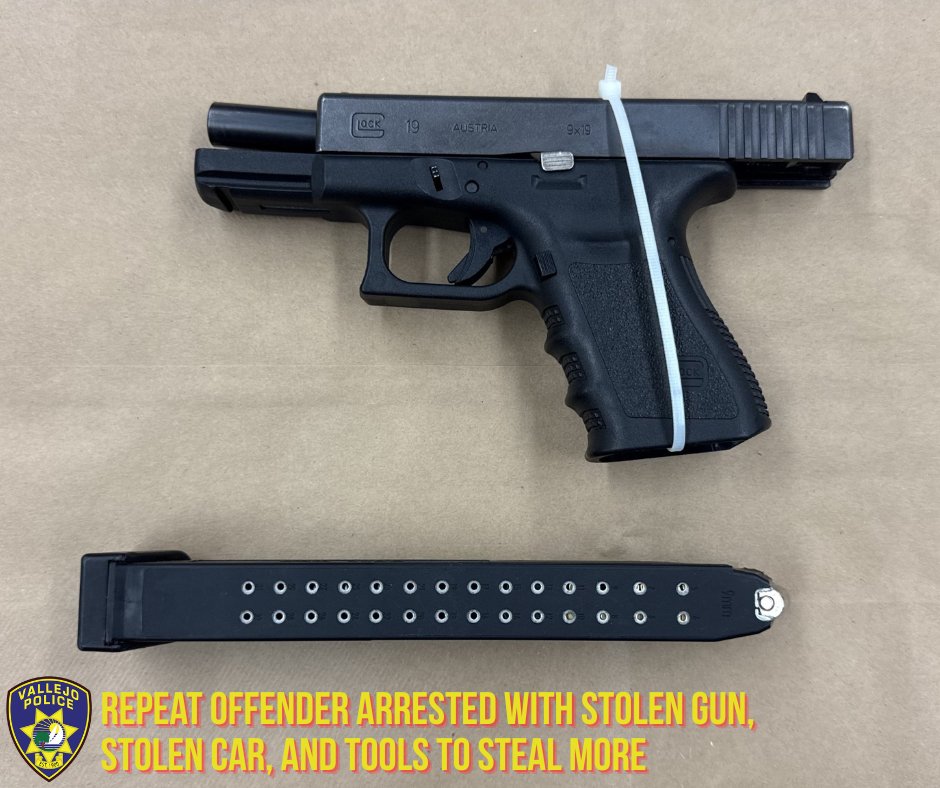On 7/18/25, a stolen Dodge Charger fled from VPD officers, driving on the wrong side of the road. The pursuit ended on I-80. Officers recovered a stolen gun, car theft tools, and stolen plates. The driver was out on bail for a prior pursuit and assaulting a law enforcement