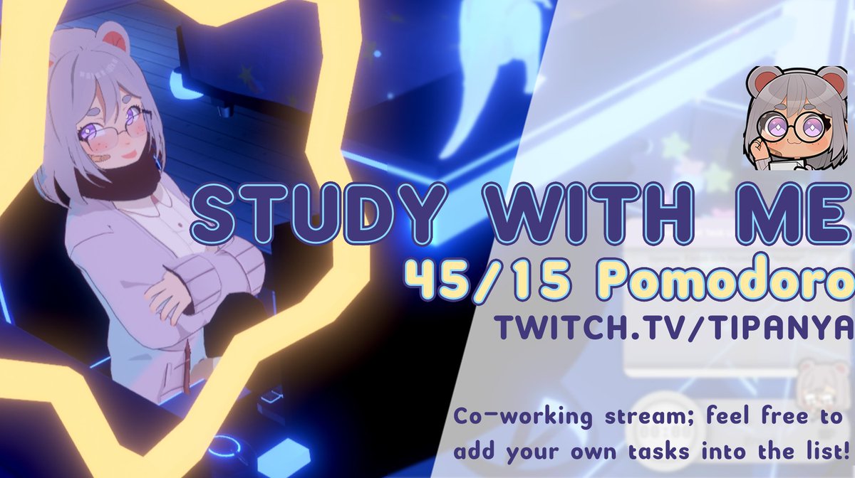 Tipanya_'s tweet image. γStudy With MeγβοΈπ
β°6 PM EDT | 12 AM CEST
Phew~ had such a long day today filled with many exciting things but it's time to squeeze a 15 minute nap in and cram for some things that are due tonight so let's cowork together! #β£ #coworking #tipaLive | β‘οΈ twitch.tv/tipanya