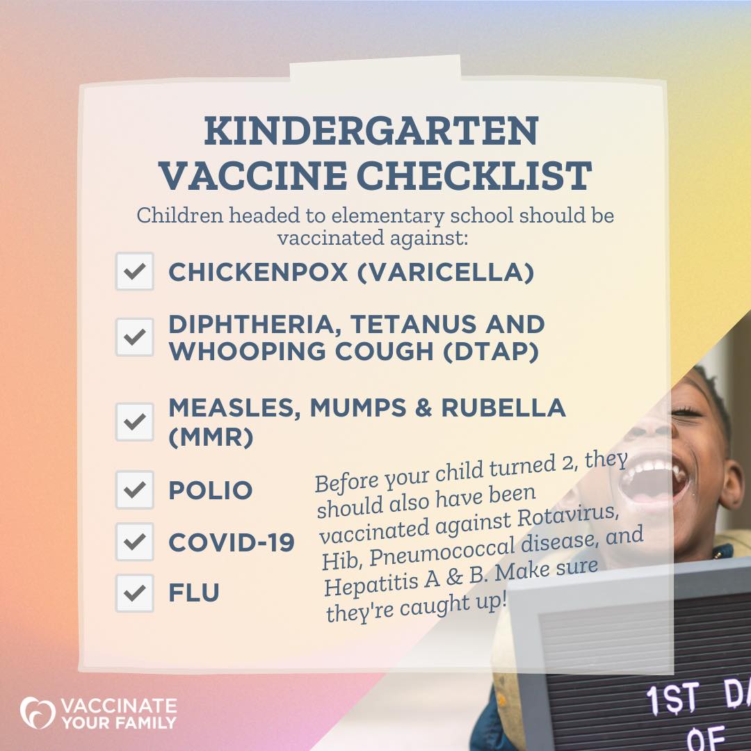 Kindergarten is calling! Make sure your child is ready with recommended immunizations. When that first bell rings, your child's immune system can be protected from 15 serious diseases. Check with a provider to make sure your child is ready for whatever the new school year brings.