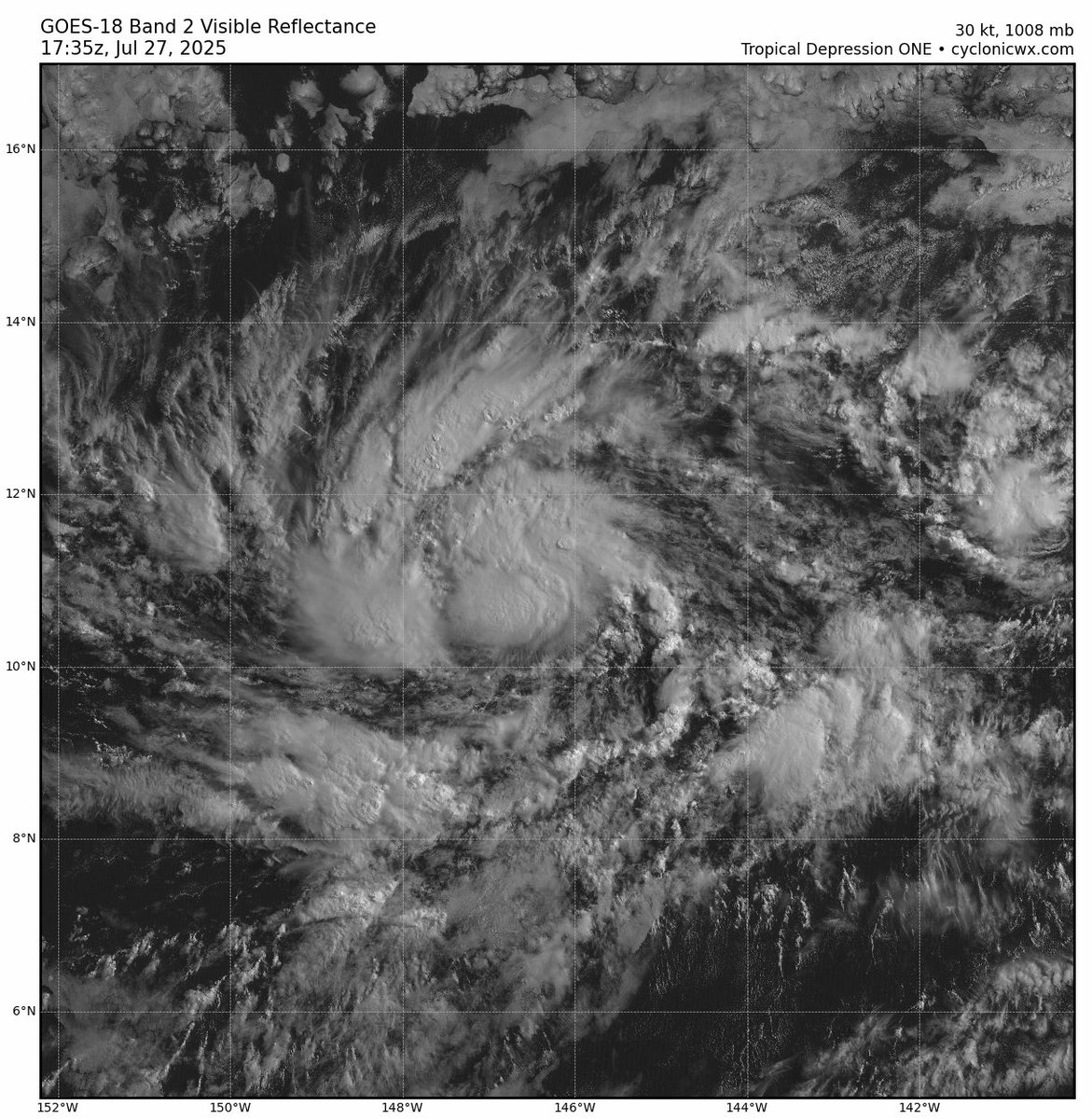 🌀🆕 Hace unas horas se formó una nueva depresión tropical en el Pacífico, esta vez en la parte central de la cuenca.

👉 Podrá fortalecerse a la tormenta tropical #Iona esta noche o madrugada del lunes y se desplazará muy al sur de #Hawái sin generar afectaciones.

☝️ Es el