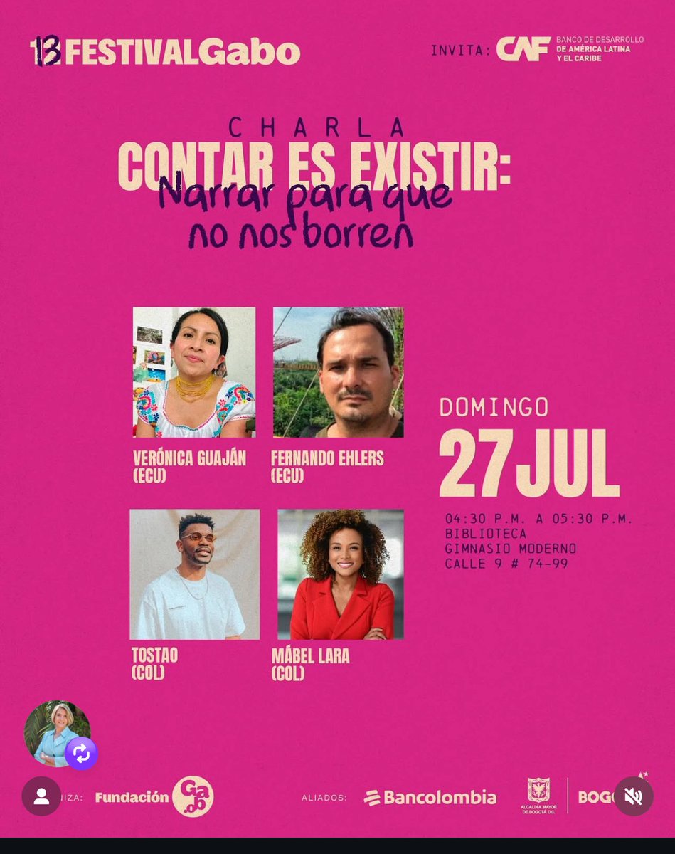 MabelLaraNews's tweet image. Gracias @FestivalGabo @AgendaCAF por esta invitación. #Narrarladiversidad