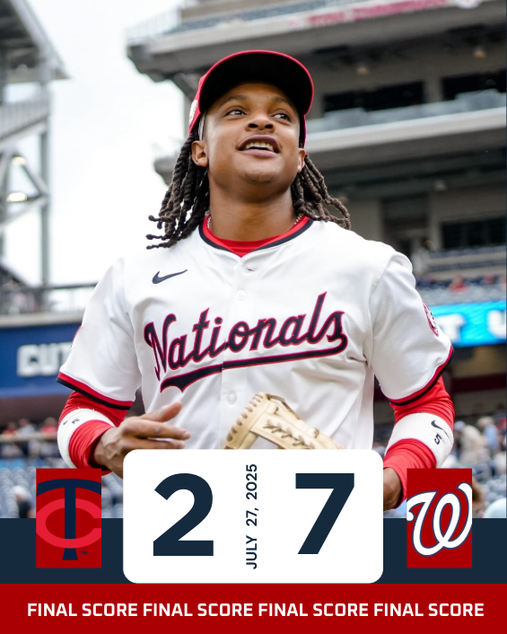 TheNatsReport's tweet image. CJ Abrams and the Nationals take the series with a 7-2 win over Minnesota. Onto Houston!
