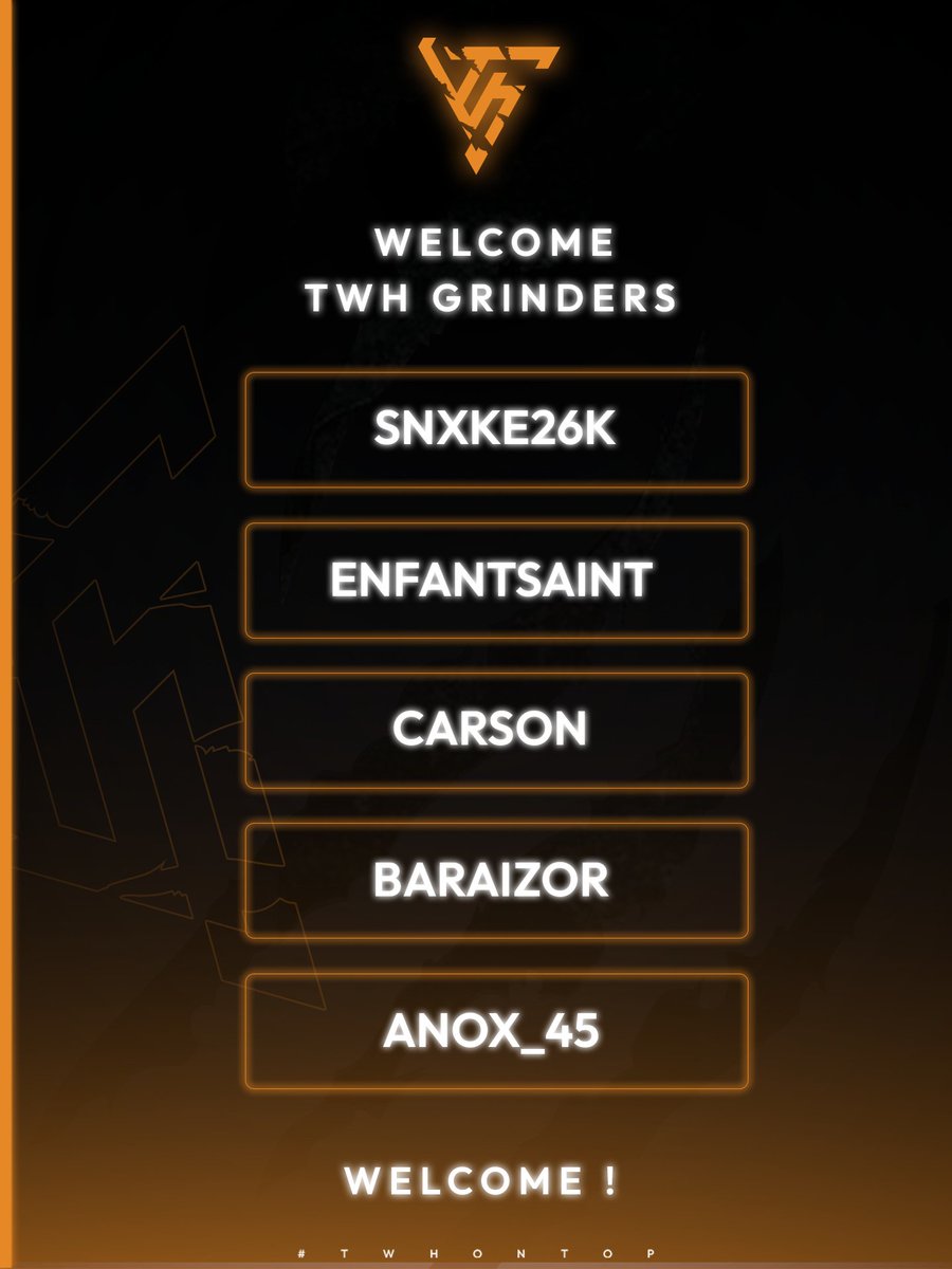 🔁 Qui dit départ… dit arrivée ! 💥

Une nouvelle vague de joueurs rejoint les rangs des Grinders.

Motivation, régularité et ambition sont au rendez-vous. On compte sur eux pour représenter fièrement la team ! 🐺

Bienvenue à tous 👇

#TWHONTOP