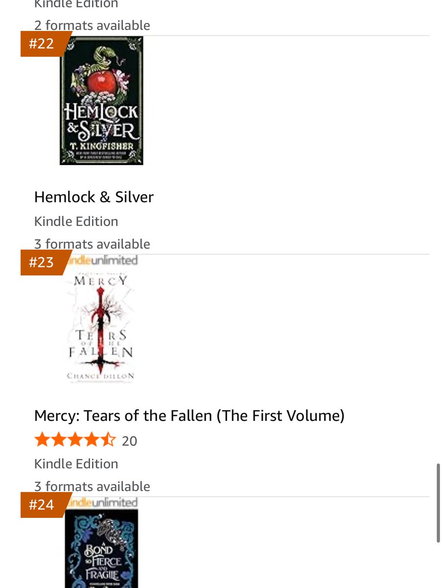 ChanceBeeDillon's tweet image. We’re in the top 25 for new releases on Amazon!
#18 in dark fantasy horror
#23 in Dark Fantasy
#23 in Epic Fantasy 😱😱😱
Again—unbelievably grateful.
a.co/d/6MfdAom